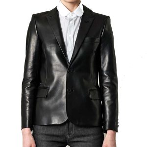 Black Premium Leather Blazer