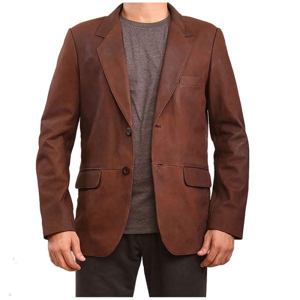 Men's Leather Stylish Blazer