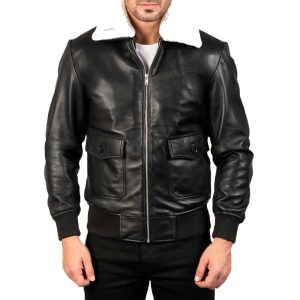Black Fur Winter Leather Jacket