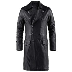 Marcus Black Leather Coat