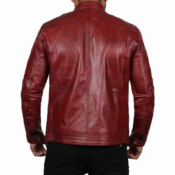 Alex Distressed Leather Burgandy Jacket