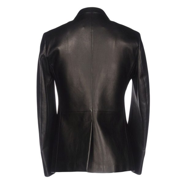 Black Leather Blazer Jacket For Women's