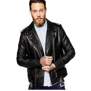 Black Stylish Leather Biker Jacket