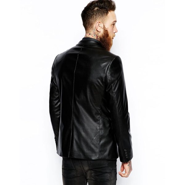 Black Stylish Leather Blazer Jacket