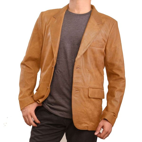 Brown Stylish Leather Blazer