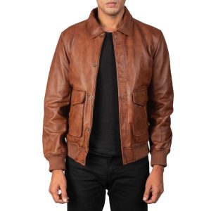 Coffmen Brown A2 Bomber Leather Shirt