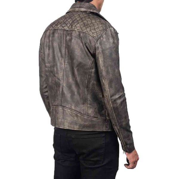 Grey Biker Leather Jacket